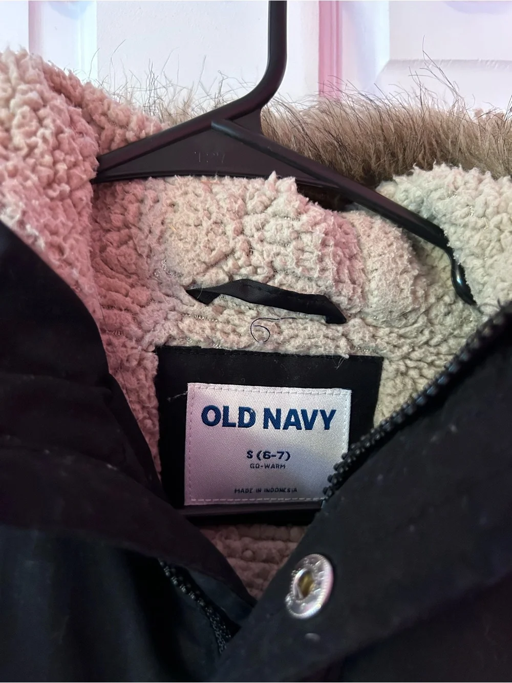 Old Navy Kids Black Puffer Coat with Faux Fur Trimmed Hood